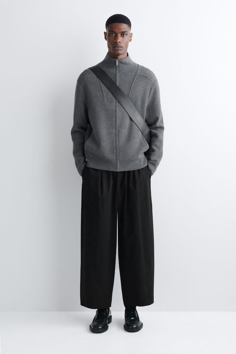 COTTON CROPPED RELAXED-FIT BARREL-LEG TROUSERS