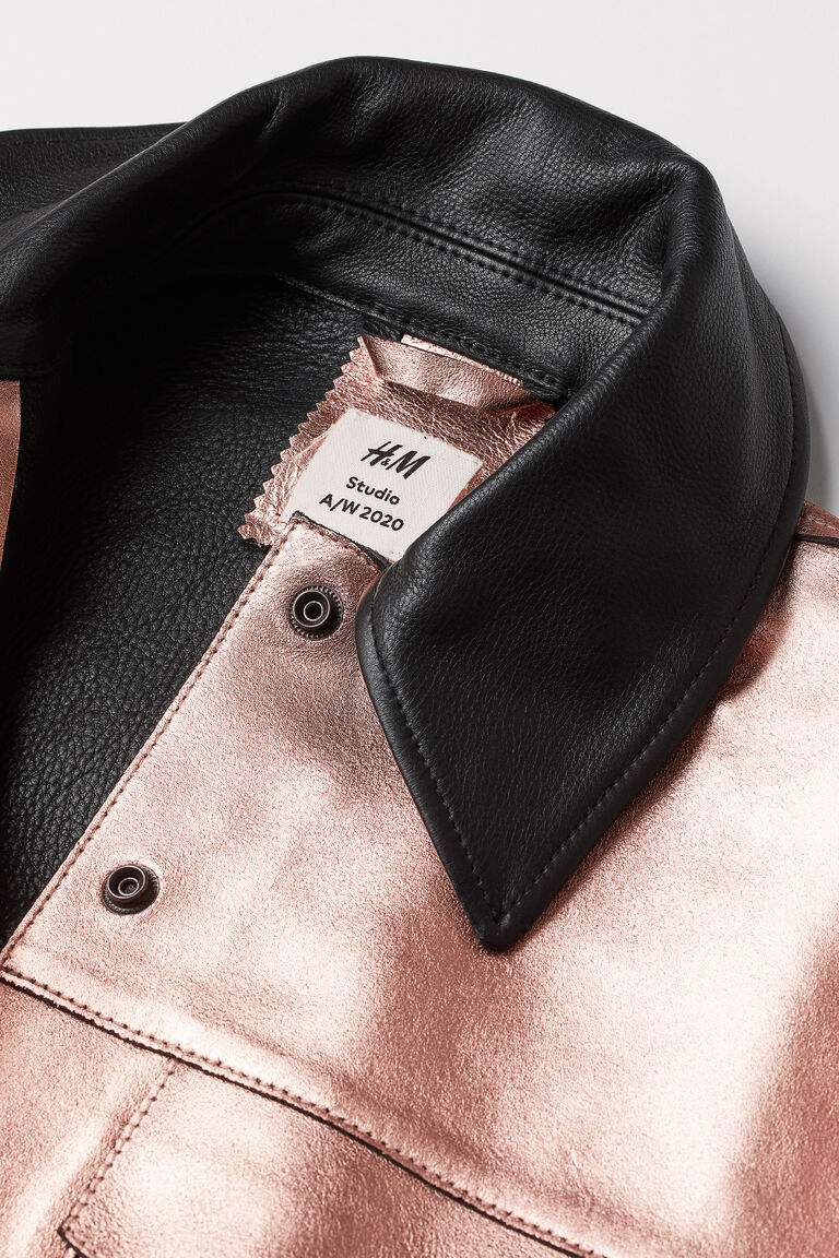 Metalliccoated leather jacket