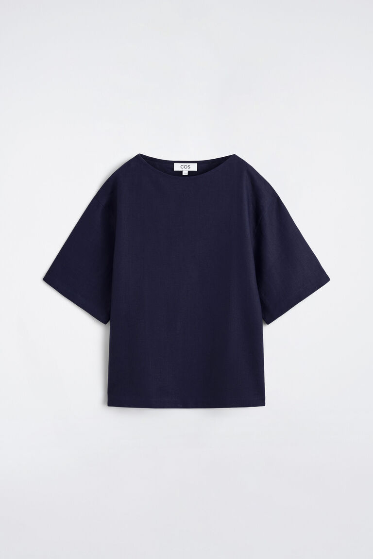 BOAT-NECK LINEN T-SHIRT