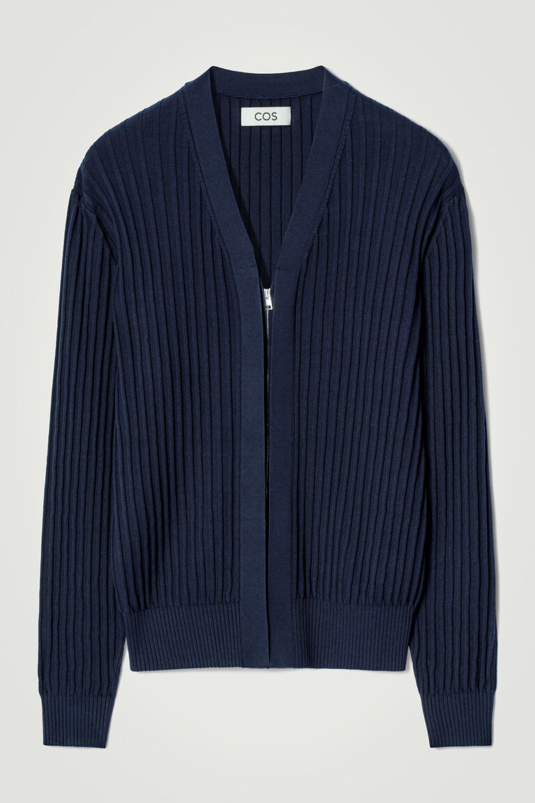 SILK-COTTON ZIP-UP CARDIGAN