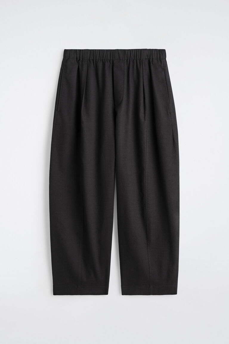 COTTON CROPPED BARREL-LEG TROUSERS
