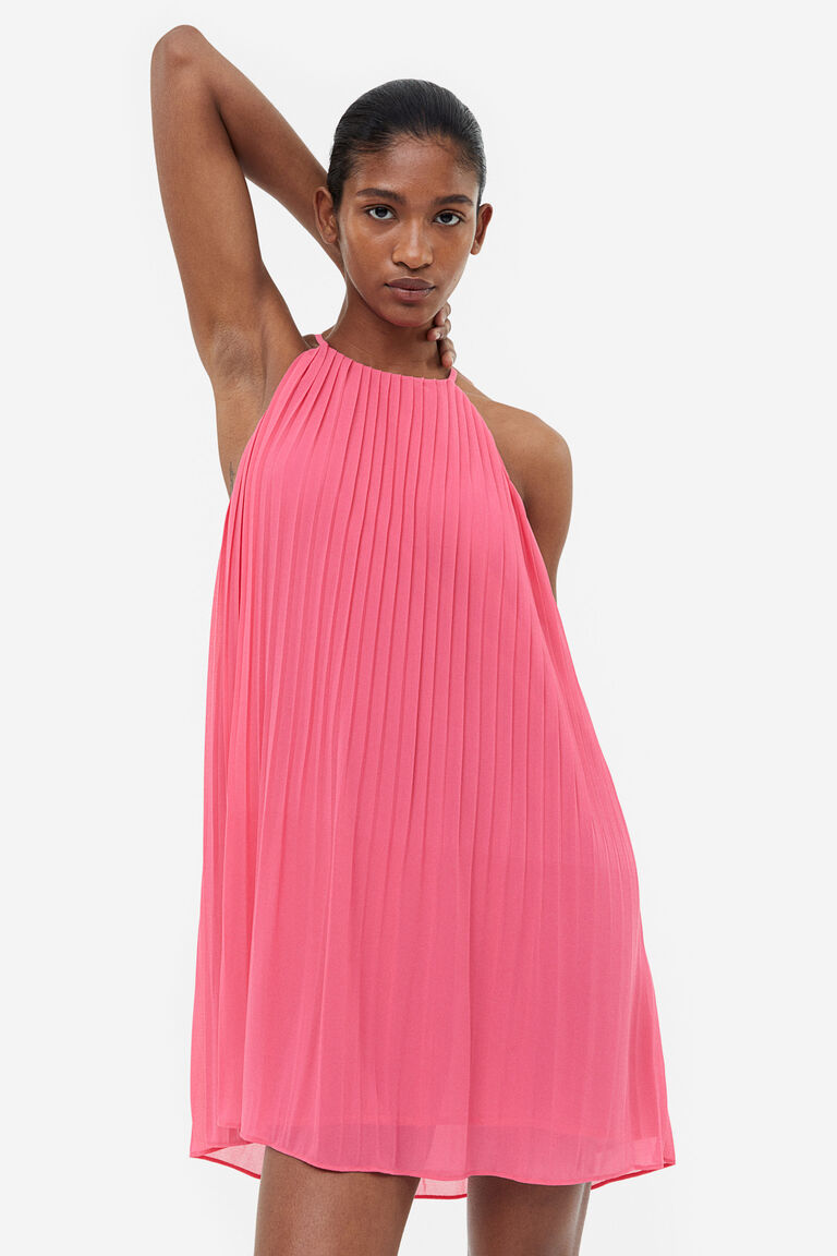 Pleated chiffon dress