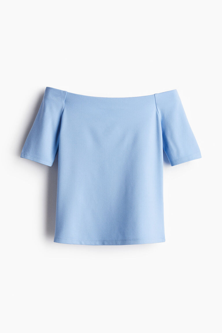 H&m Baby Blue Off The Shoulder Sweater Off-the-shoulder Top