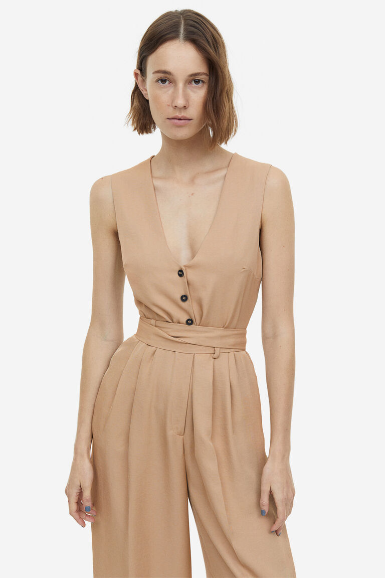 V-Neck Cotton Jumpsuit