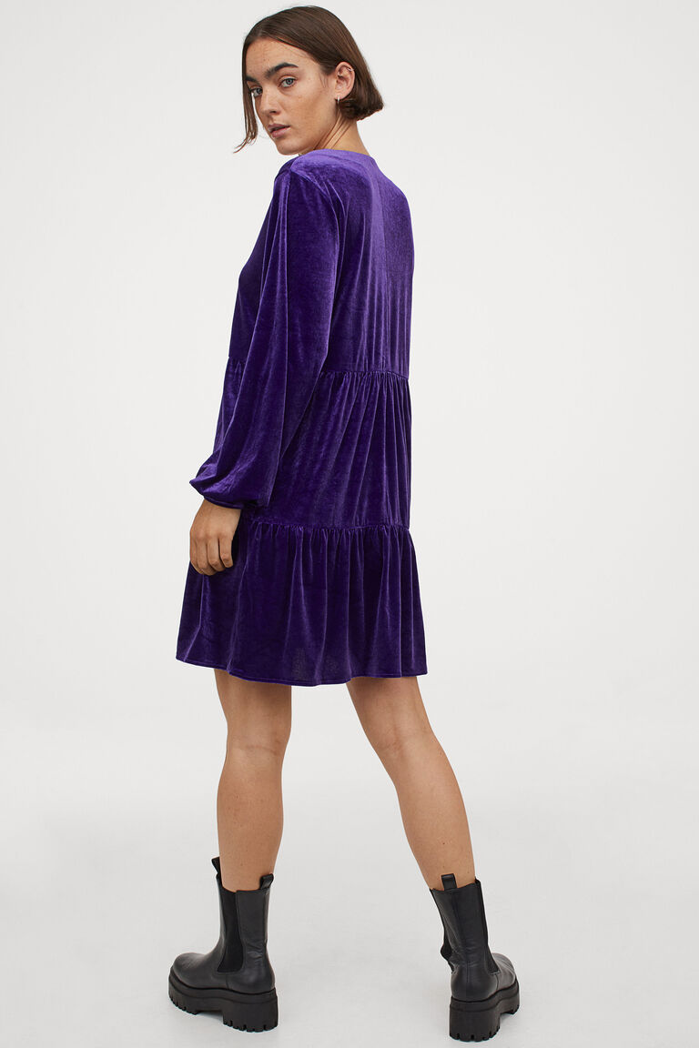 h&m purple velvet dress