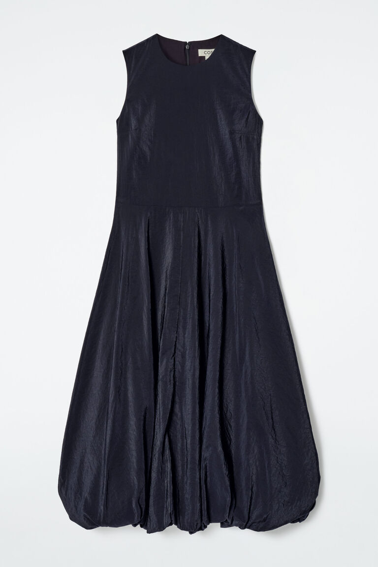 SLEEVELESS BUBBLE-HEM MIDI DRESS