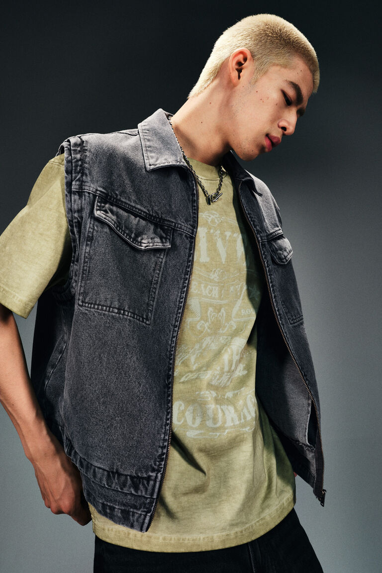 Oversized Denim Vest Gilet In Denim Loose Fit Denim Gilet