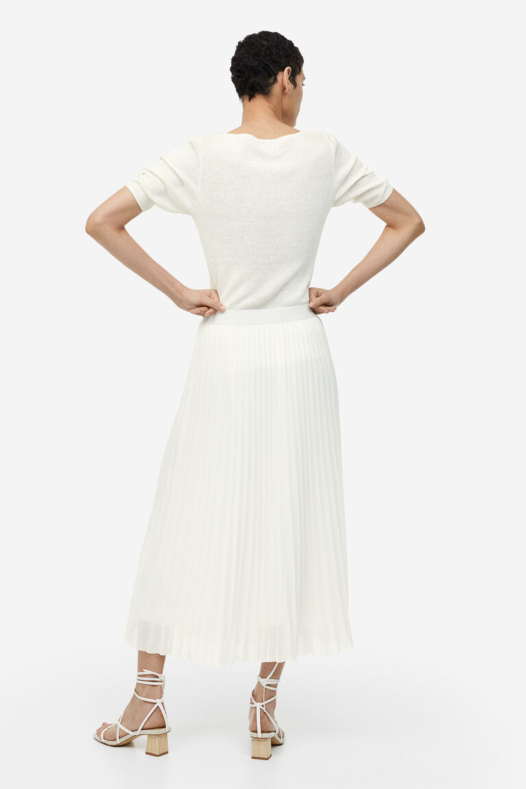 Pleated Lined Woven Mini Chiffon Skirt