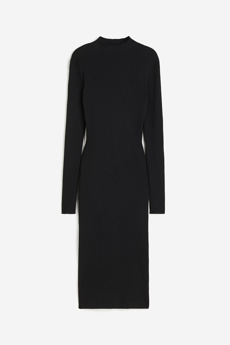 Women's Knitted Turtleneck Dress  
Double-Breasted Collar Dress - 97118