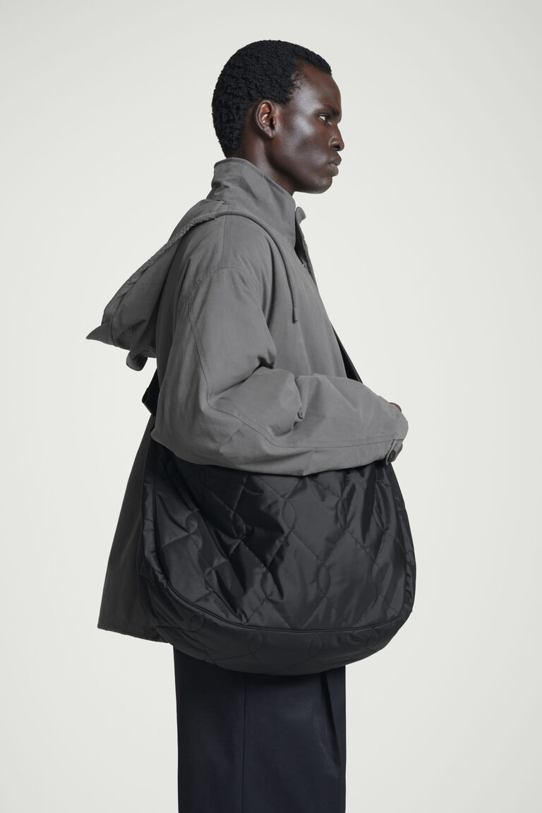 QUILTED CROSSBODY MESSENGER BAG - NYLON