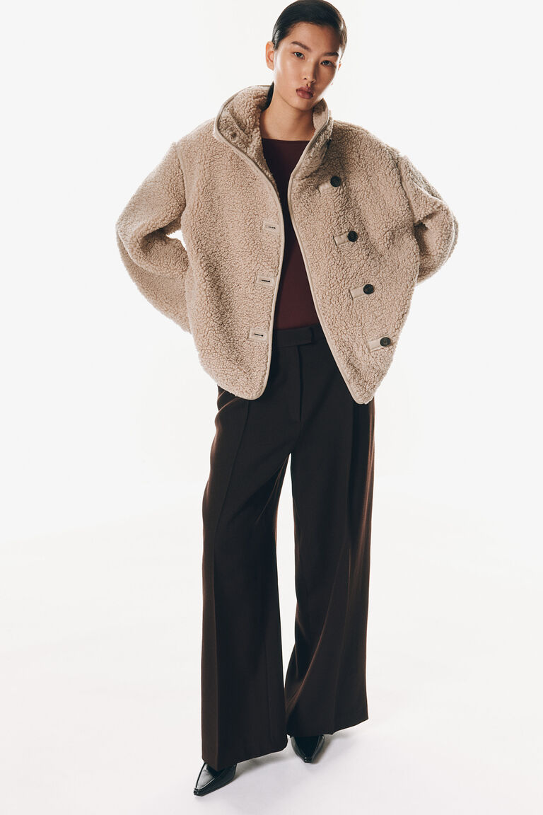 ジャケット・アウター mistreass Teddy Fleece Long Coat Loose-fit teddy jacket