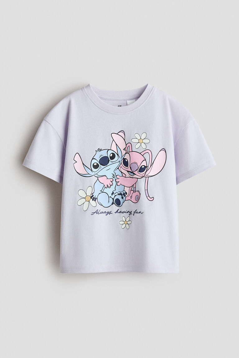 Print-motif cotton T-shirt