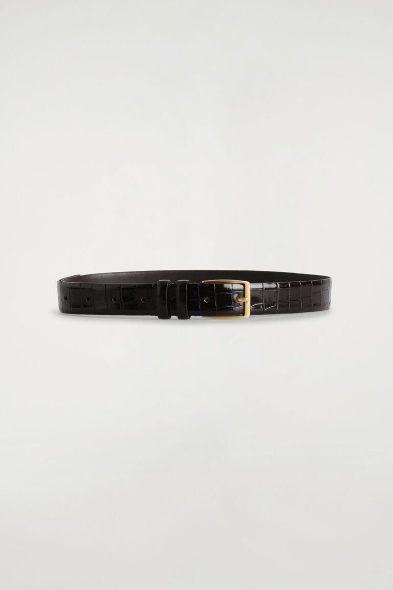 CROC-EMBOSSED LEATHER BELT