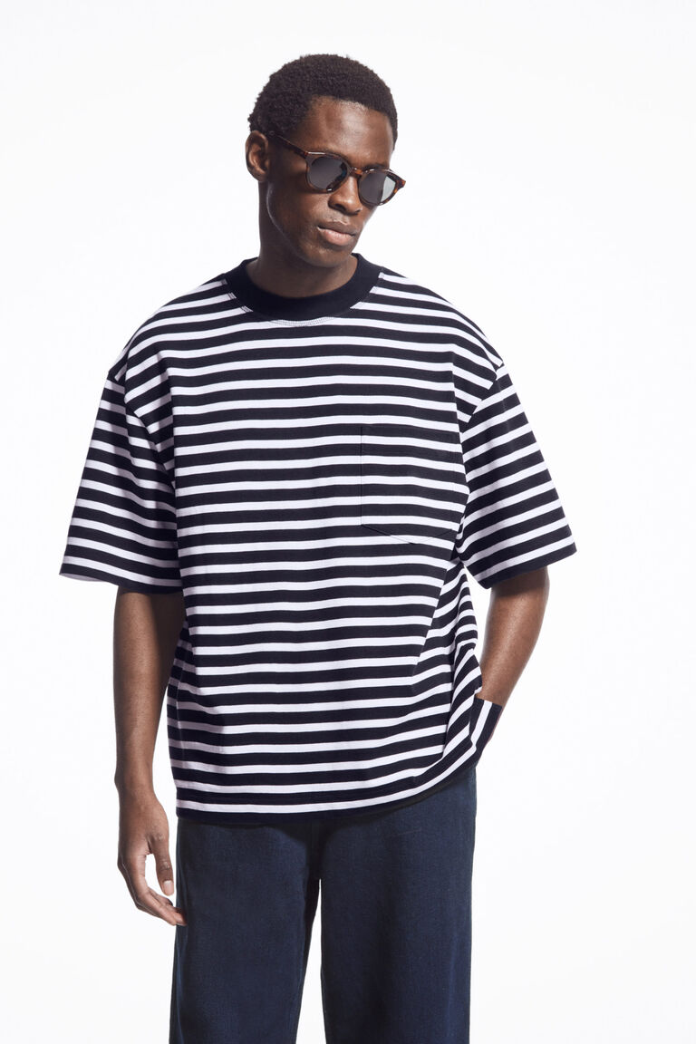 OVERSIZED HEAVY DUTY STRIPED COTTON T-SHIRT
