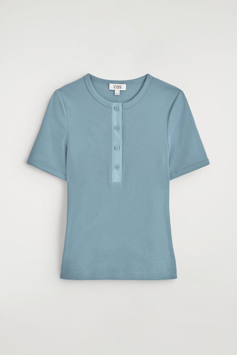 RIBBED HENLEY T-SHIRT