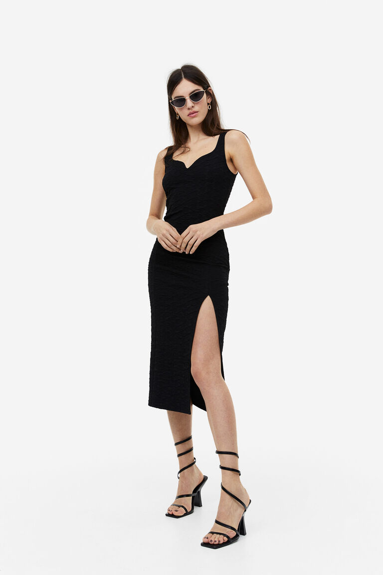 Textured jersey bodycon dress