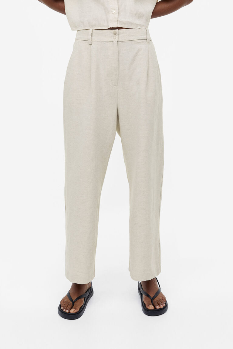Yumi Brown Linen Mix Trousers main image 0