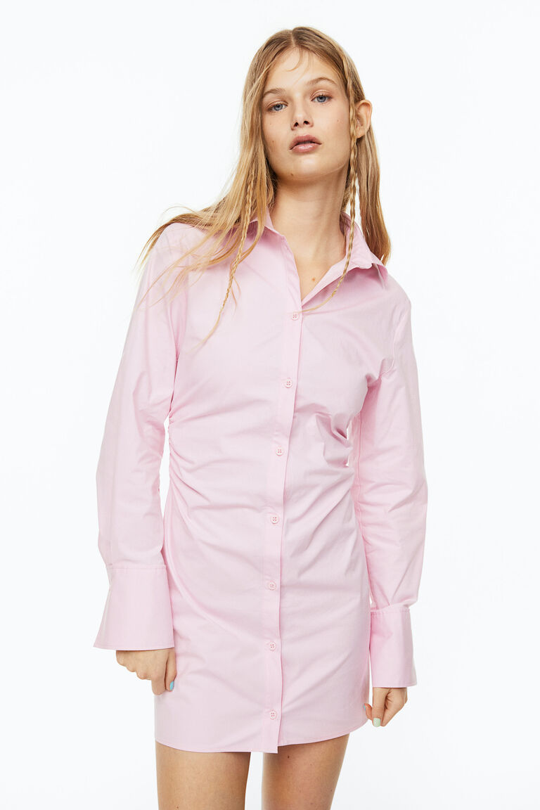 PINK  PALE POPLIN SHIRT DRESS