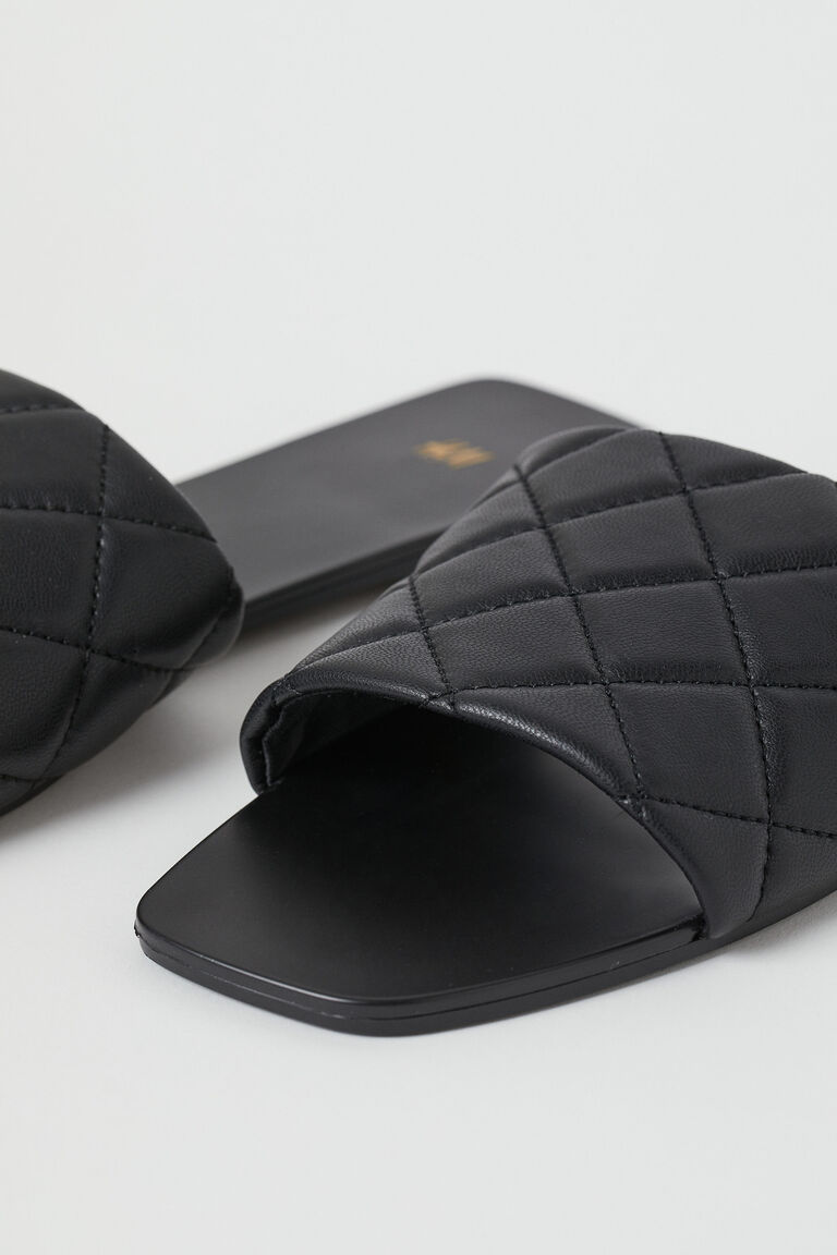 h&m quilted slides
