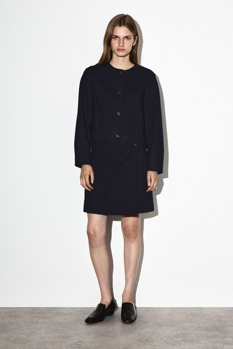 BOILED MERINO WOOL MINI SKIRT