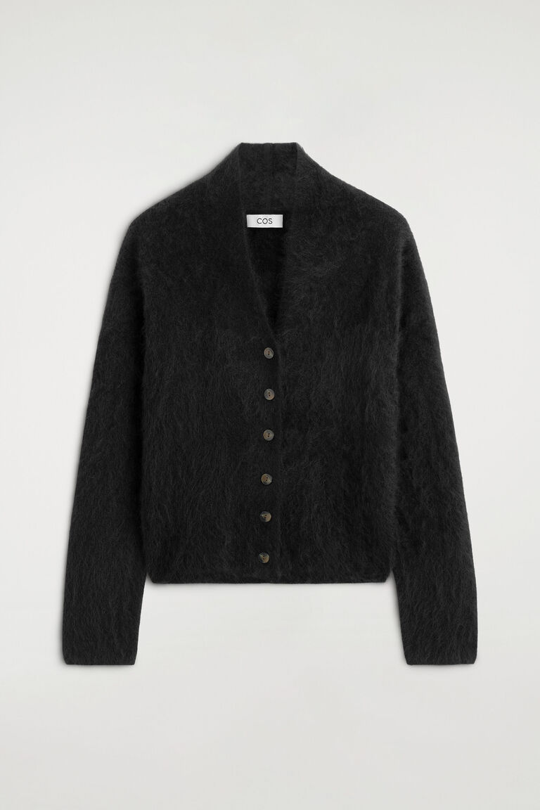 DRAPED BRUSHED MERINO WOOL CARDIGAN