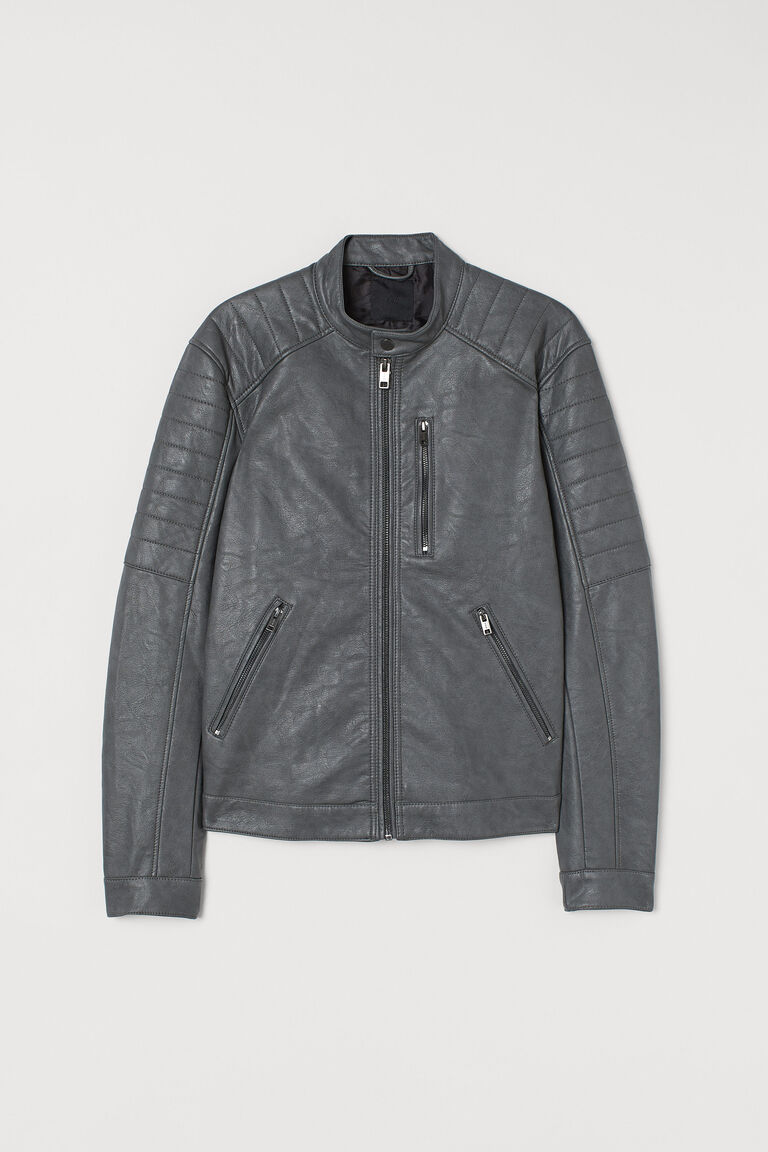 dark grey biker jacket