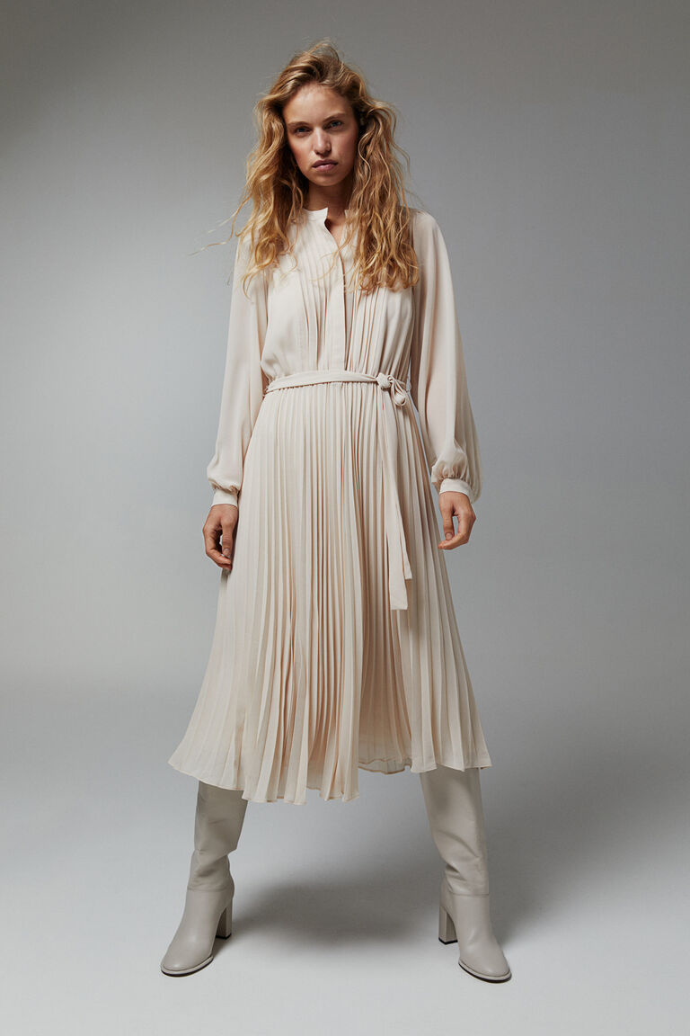 Pleated chiffon dress