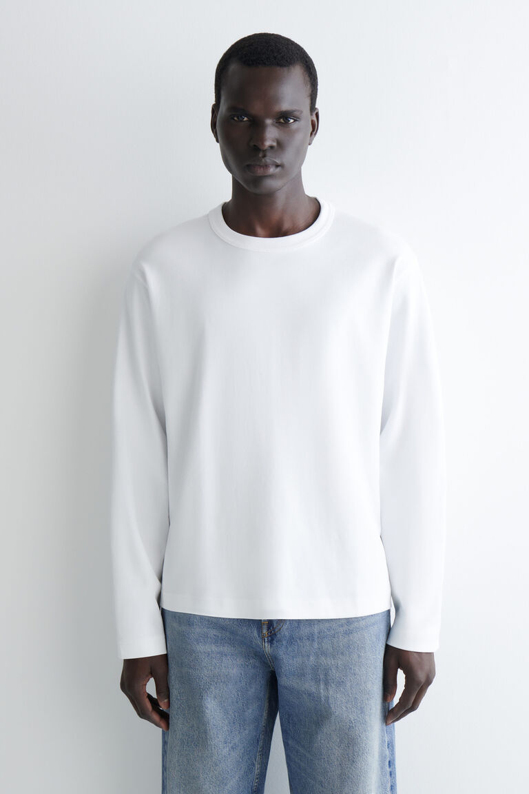 RELAXED JERSEY INTERLOCK LONG-SLEEVED T-SHIRT