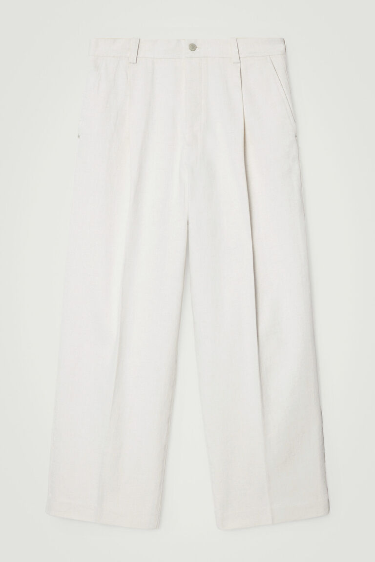 PLEATED WIDE-LEG DENIM TROUSERS