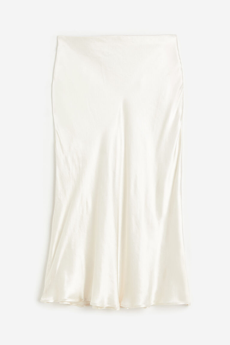 Women's Cream Midi Flared Skirt