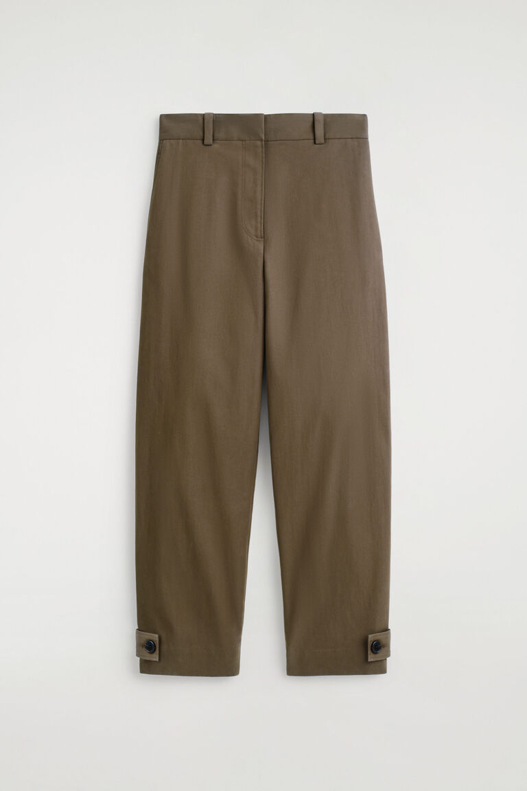 BARREL-LEG COTTON UTILITY TROUSERS