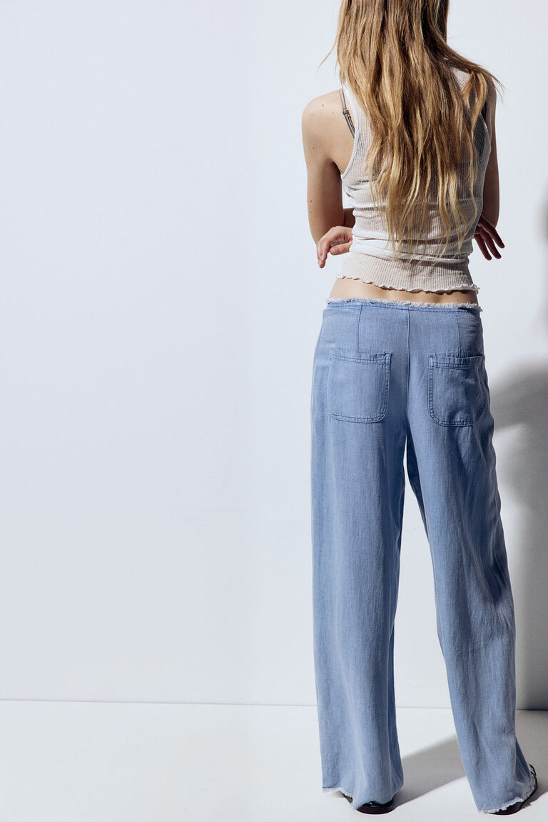 Frayed-edge linen-blend trousers