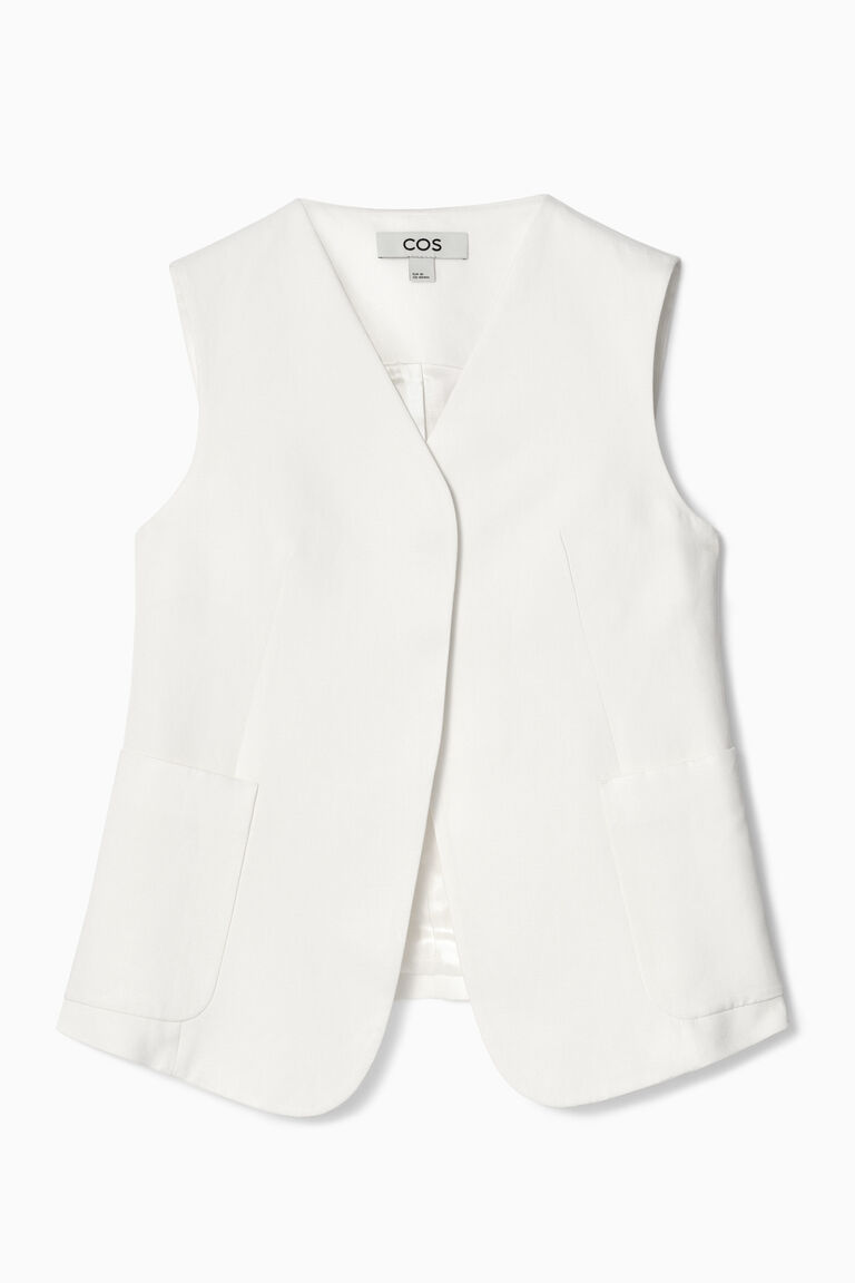 WRAP-FRONT LINEN-BLEND WAISTCOAT