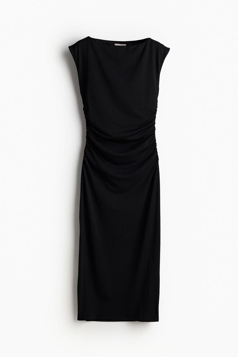 h&m cap sleeve bodycon dress Cap-sleeved Features a boat neck hoco dresses 2024 plus size pink bridesmaid Size:2 (Pre-Order - Ships Late October)
