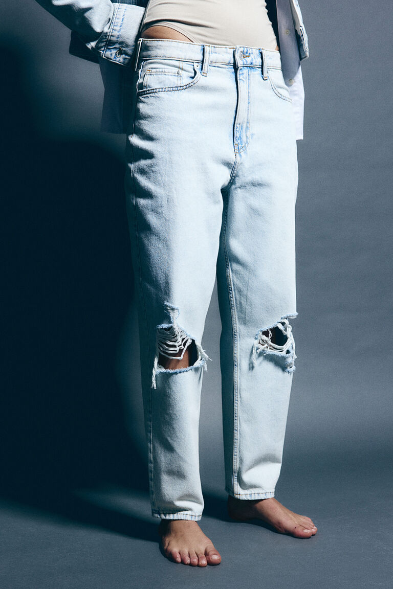 Mom Loose Fit Ultra High Ankle Jeans