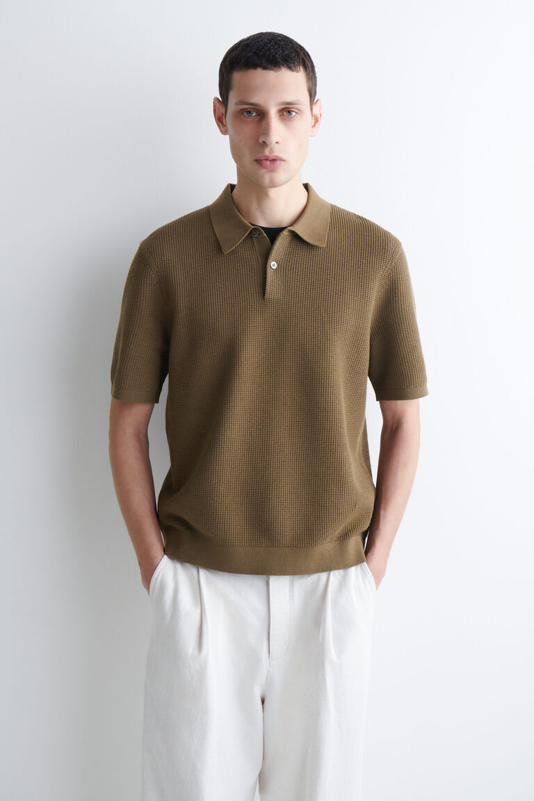 WAFFLE-KNIT COTTON POLO SHIRT