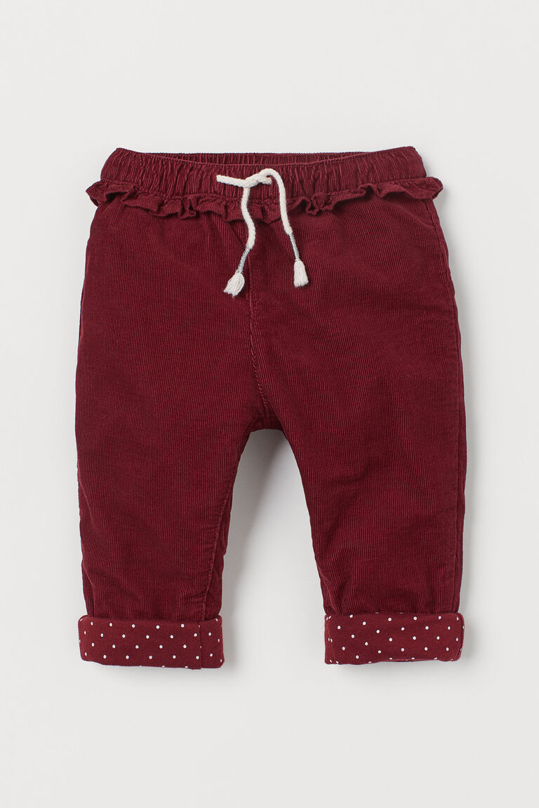 Lined corduroy trousers