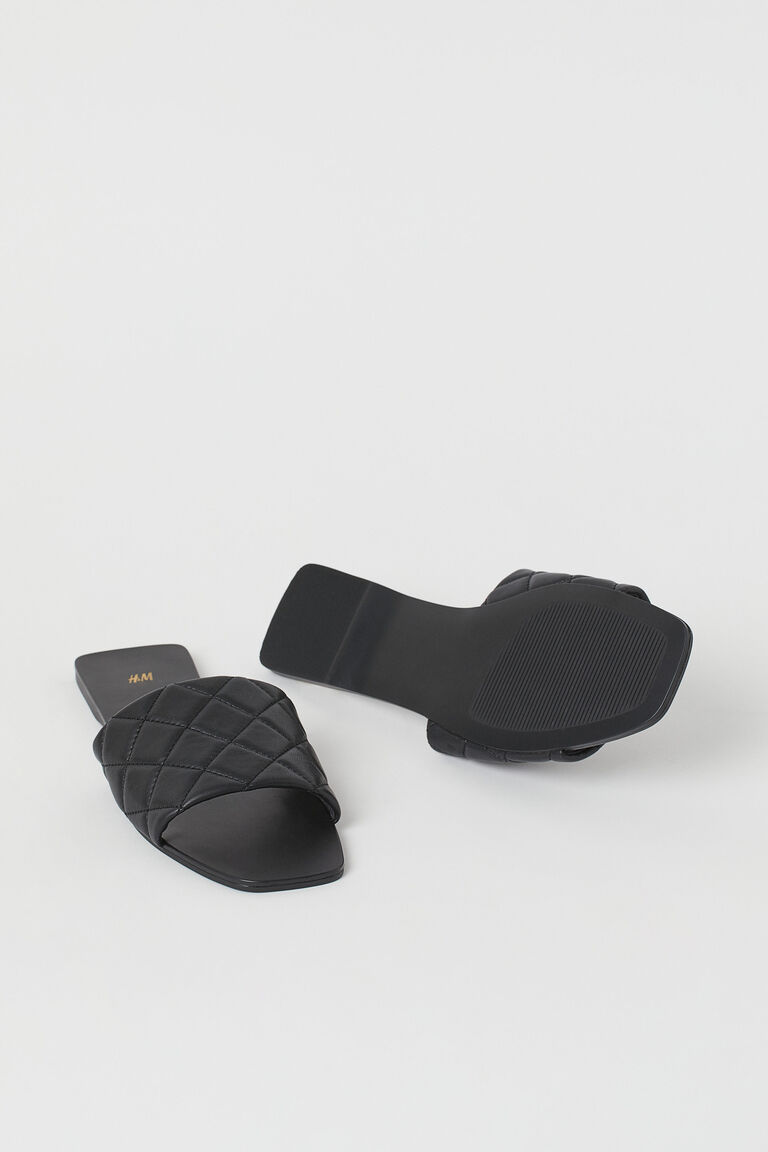 h&m quilted slides