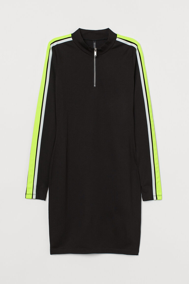 Standup collar jersey dress