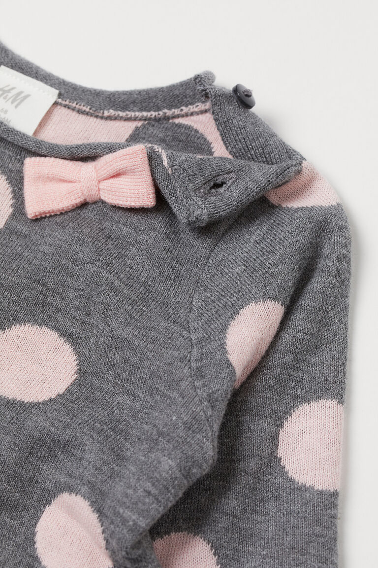 Pink Bow Appliqué Knitted Jumper