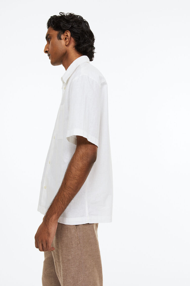 Linen Relaxed Fit Button-Up Shirt
