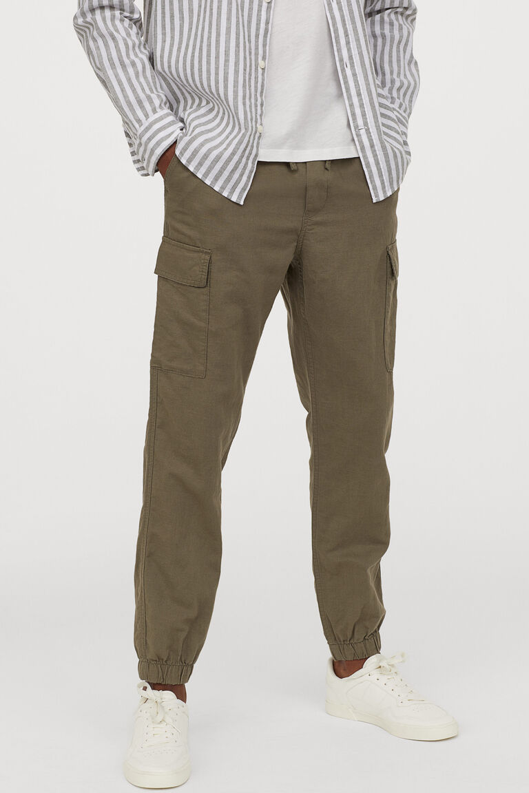linen cargo joggers
