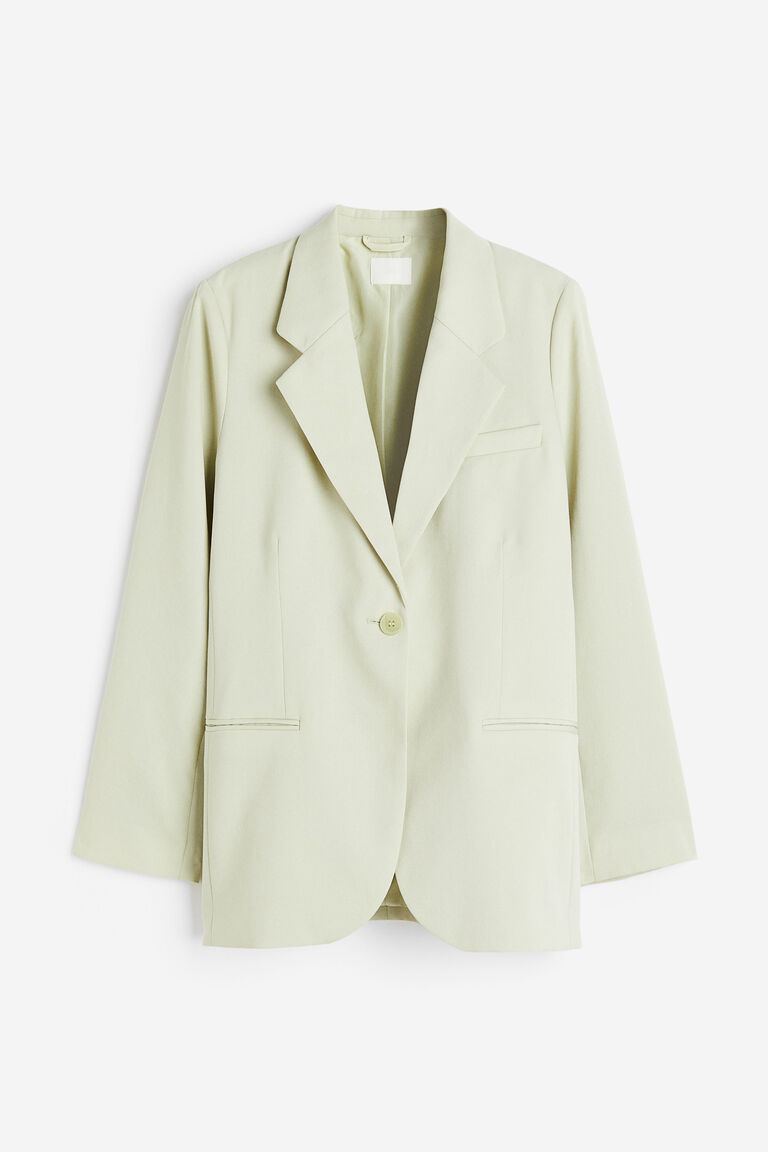 Women's Green Single Breasted Blazer with Contrast Cuff