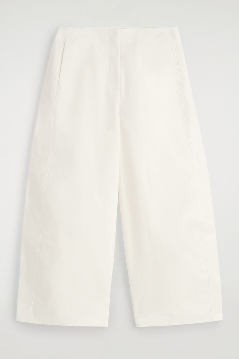 CROPPED BARREL-LEG COTTON TROUSERS