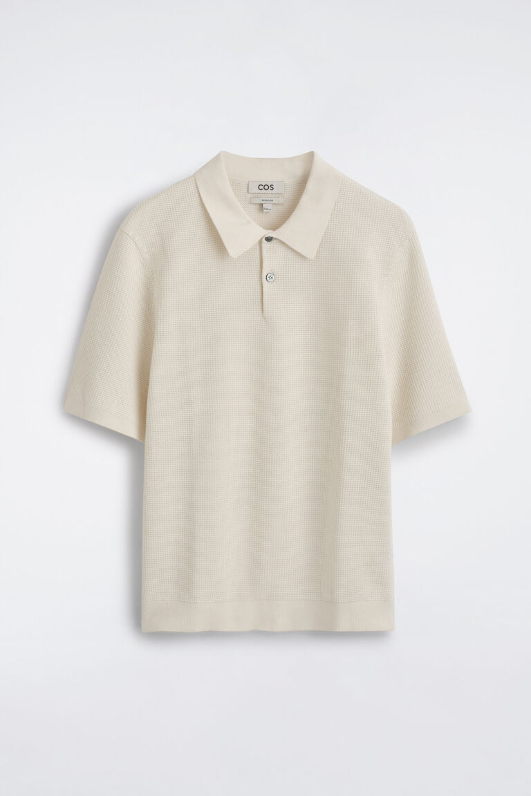 WAFFLE-KNIT COTTON POLO SHIRT