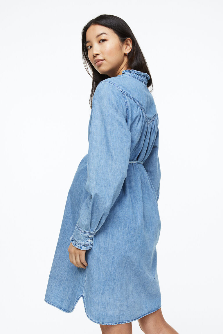 MAMA Frilltrimmed denim dress