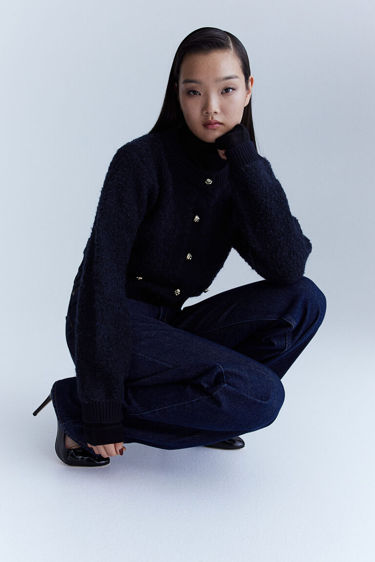 Bouclé-knit cardigan