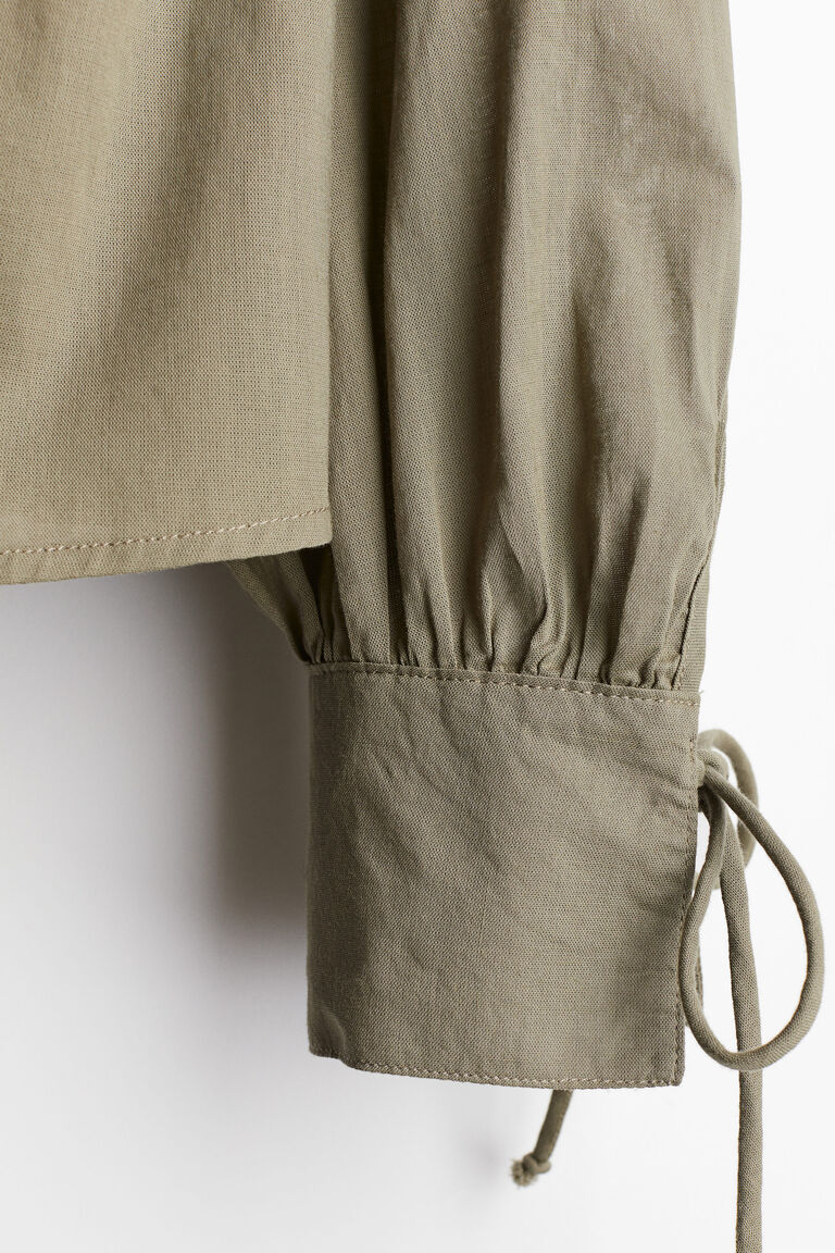 Tie-detail cotton blouse