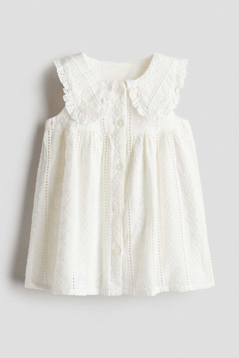 Embroidery-detail cotton dress