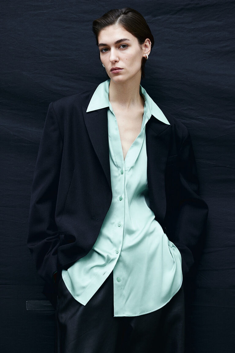 V-Neck Dropped Shoulder Blouse